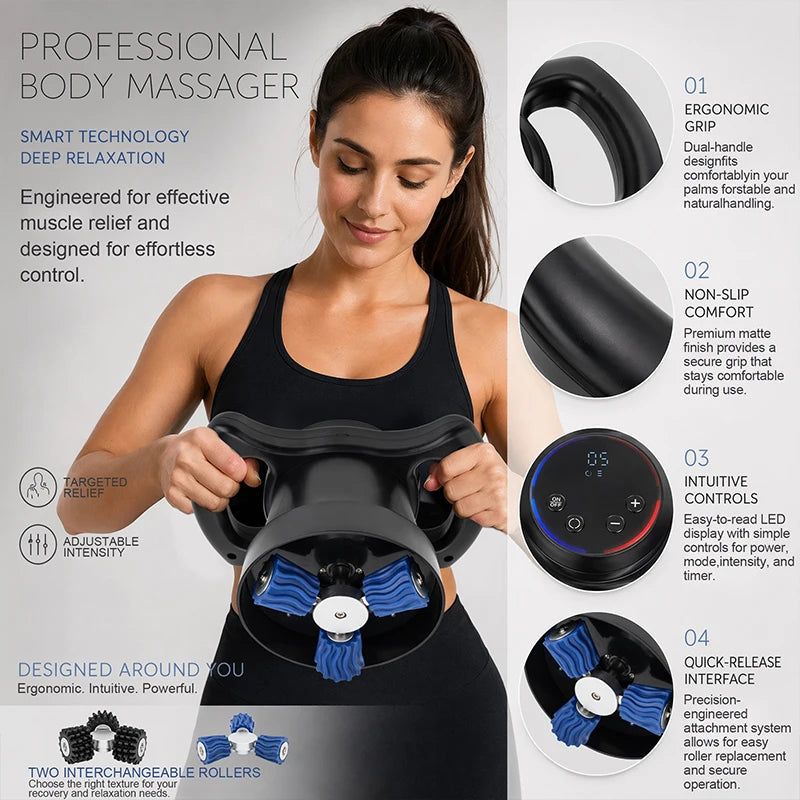 3D Rotating Body Massager with Adjustable Intensity Low Noise Operation for Full Body Relaxation & Shaping